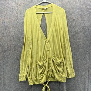 Pilcro And The Letterpress Cardigan Sweater Womens Medium Green Open Back Tie